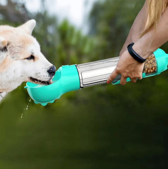 Dispensador Portátil 3 en 1 para Perros – Agua y Comida Siempre a la Mano