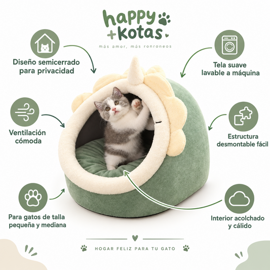 Casita para Gatos Semicerrada Desmontable y Lavable