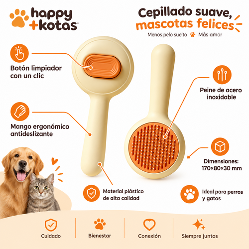 Cepillo Antideslizante para Gatos y Perros con Peine de Acero Inoxidable