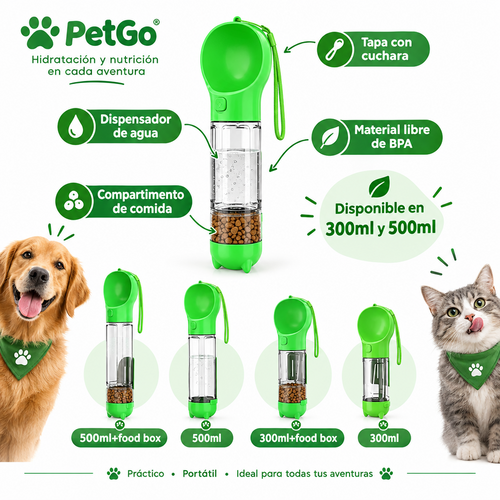 Dispensador Portátil 3 en 1 para Perros – Agua y Comida Siempre a la Mano