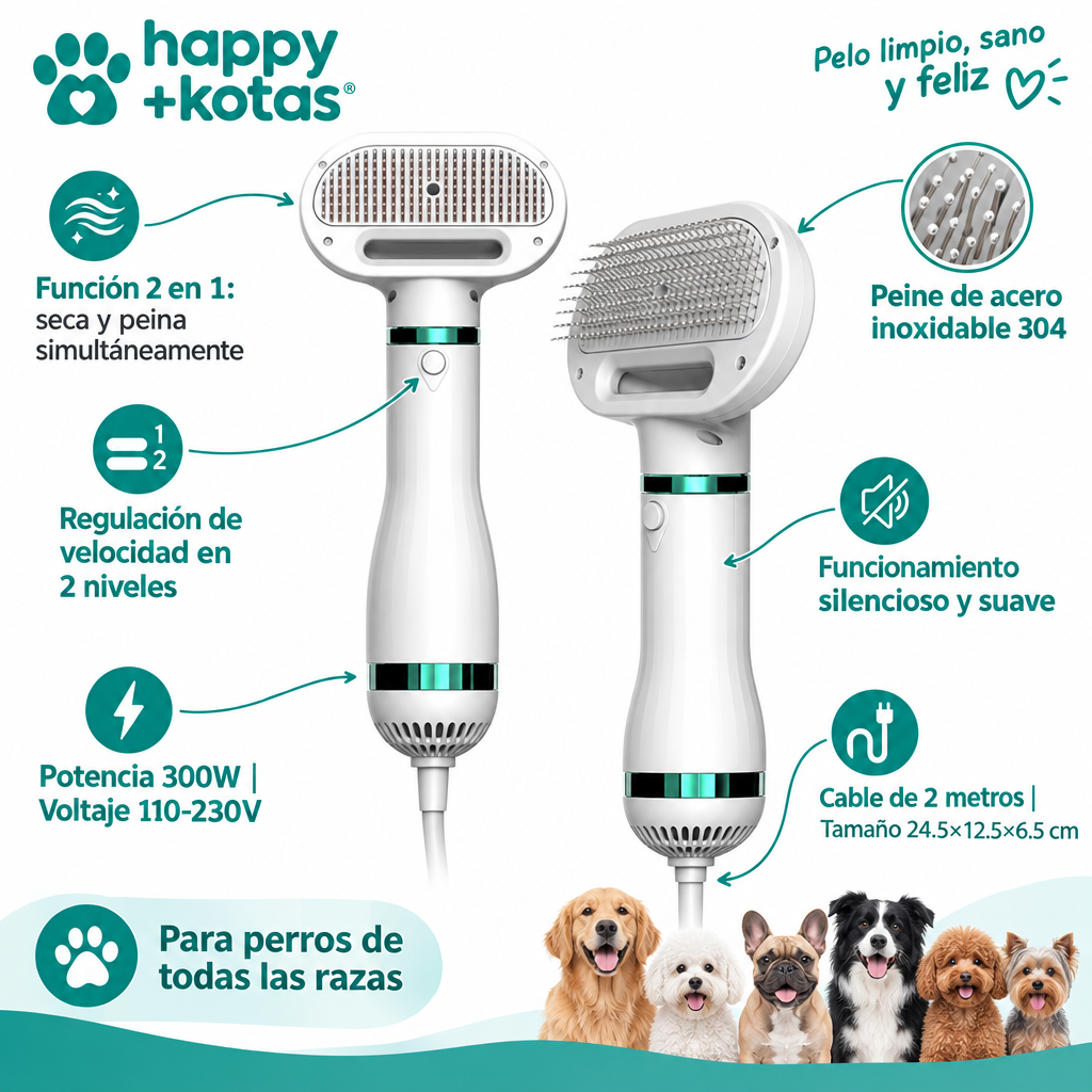 Secador de pelo portátil 2 en 1 para perros